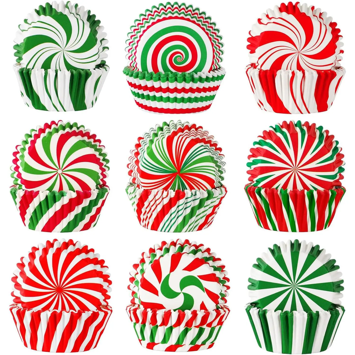 450 count Christmas Cupcake Liners,Xmas Candy Pattern Baking Cups Cupcake Wrappers Paper Wraps Muffin Liners for Christmas Holiday Birthday Party Candy Cake Make Decorations Supplies(9 Designs)