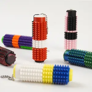 Portable Vibrant Colors Stim Tool with Firm Plastic Spikes for Anxiety & Stress Relief Clip to Keys for On-the-Go Comfort Pain Stimulation Impulse Management Office Anxiety Relief ADHD Sensory Fidget Keychain