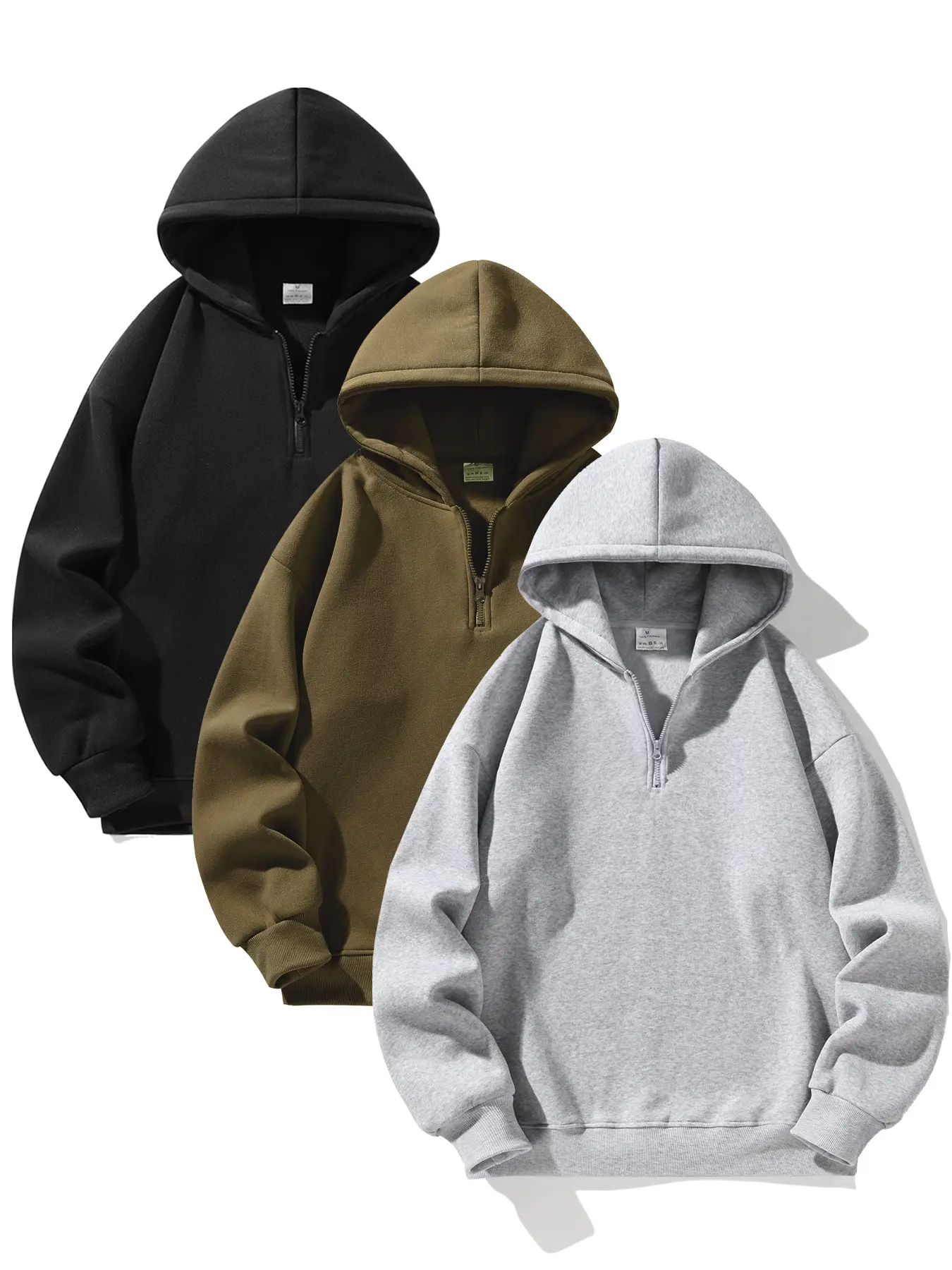 black + light gray + olive brown.