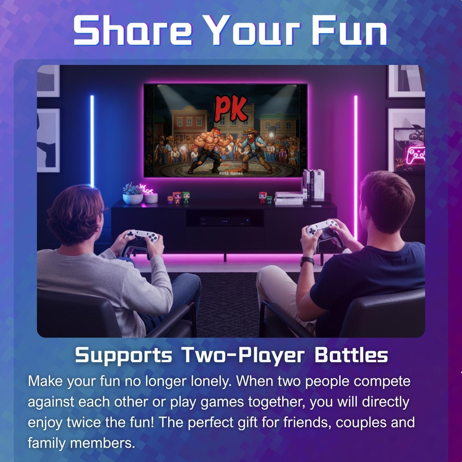 Retro Gaming Console, Retro Game Stick, 64GB SD Card Supports Up to 20,000+ Games, 23+ Emulators, 2 Wireless Controllers, Plug & Play Video Gamepad for Family, HDMI TV Game Stick