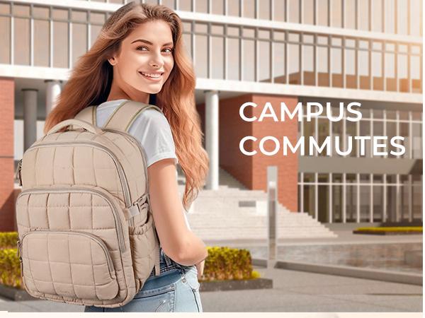 CLUCI TikTokShopSpringGlowUp  New Collection School Backpack Puffer Backpack 17.3 Inch Laptop Backpack for Women, Anti Theft Travel Backpack, Puffer Quilted Work, Water Resistant College Bookbag, Carry on Bckpack