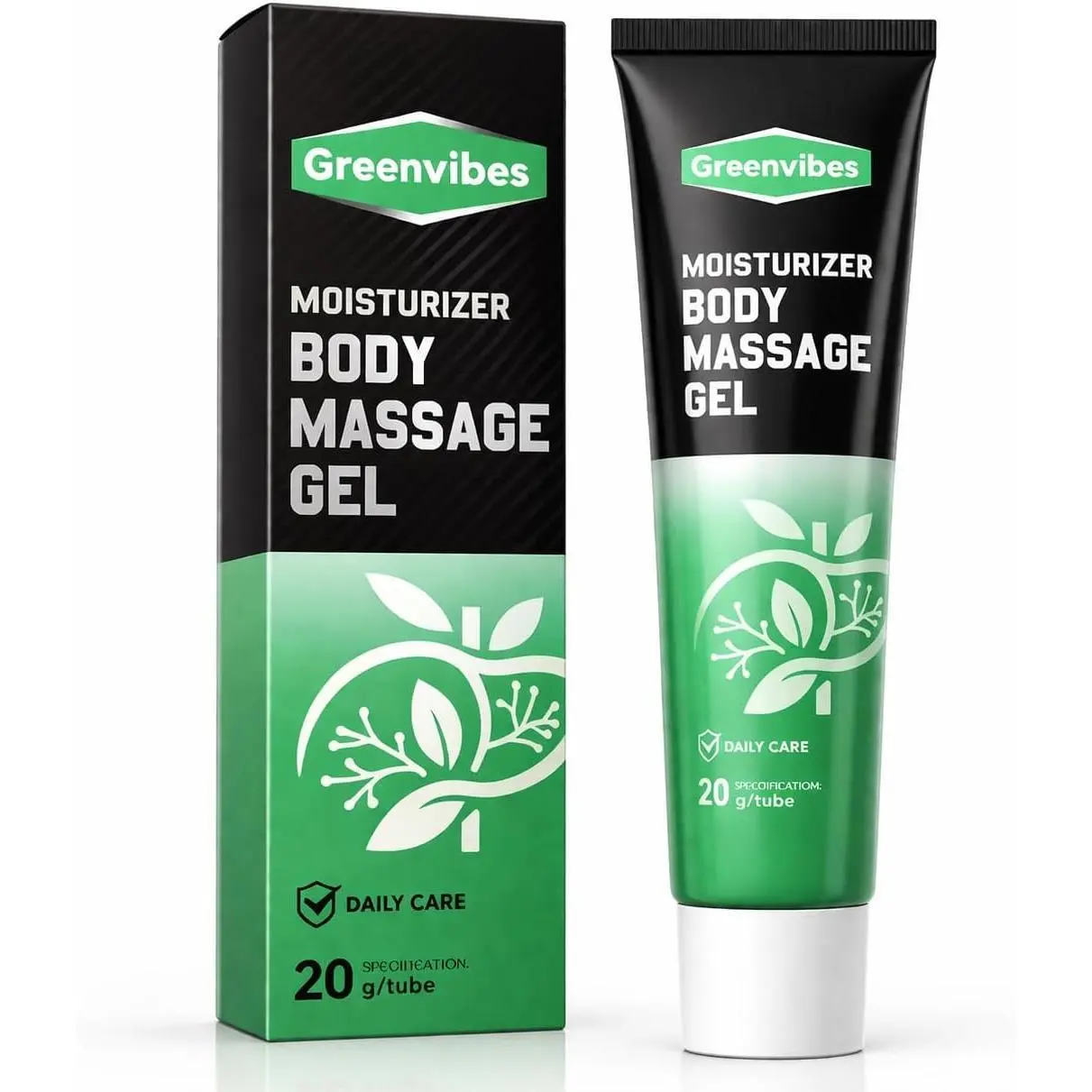 Greenvibes Moisturizer Body Massage Gel, Soothing Cooling Gel Fast-Absorbing Herbal Blend with Poria Cocos, 20g/0.7oz