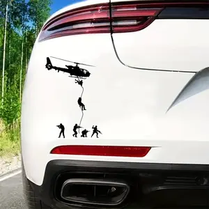 1PC Light Trendy Chic Tactical Sticker | For Car Rearview Mirrors, Tactical Stationery, Black & White Tactical Team Rappelling Decor, Load Items with Military Atmosphere Easily, Hardcore Tactical Feeling of Shape in Daily Details, Car Decorative Sticker