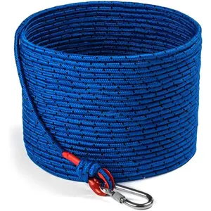 Strong Magnet Fishing Rope Carabiner, Camping Rope - Heavy Duty 1200 lb Strength All Purpose Ropes, 1/3 Inch Reinforced Polyester Line, Outdoor Rope for Camping, Hiking, Boating & Caving - 65ft