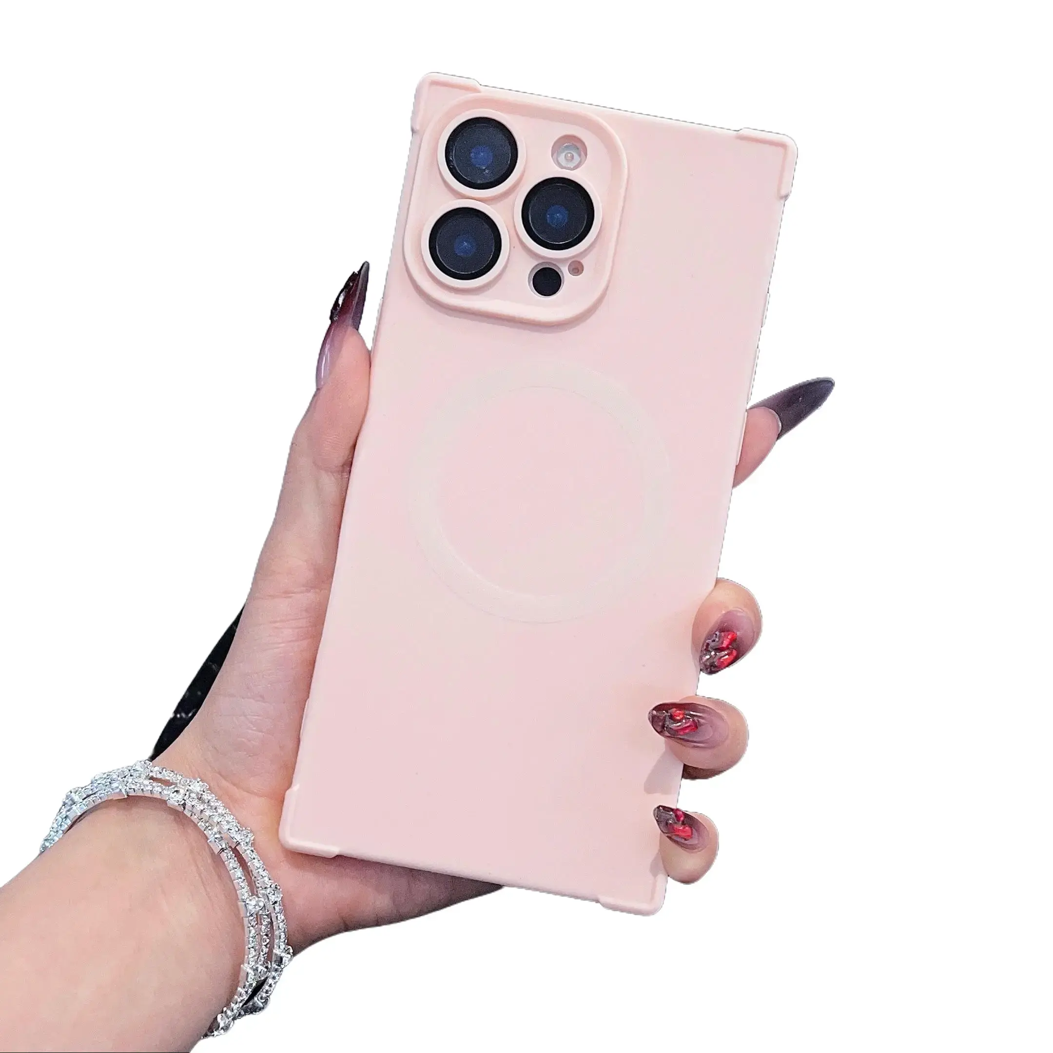 Minimalist Frosted Plain Magnetic Phone Case Soft Silicone Anti-Fingerprint Full Camera Wrap iPhone Protective Shell