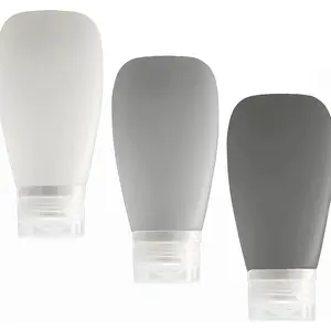 Travel Bottles for Toiletries, TSA Approved 3oz (90ml) Leak Proof  Refillable Squeeze Travel Size Containers  for Cleansers, , Shampoo 3-pk (Black-Gray-White)