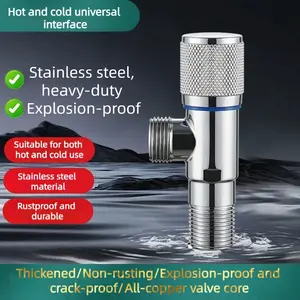 Triangular Valve Cold Hot Water Control Switch, Stainless Steel Shower Toilet Valve with Check Valve, Home Use, Durable Design