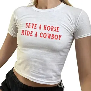 Save a horse ride a cowboy Baby Tee, Cowgirl Western Summer Festival outfit, Y2k