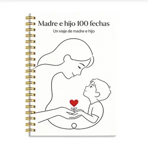 1 piece, 8.3*5.5 inches, '100 Mother-Child Date Moments' Simple Mother-Child Date Handbook, Spiral Notebook Journal, in Spanish, a Mother's Day gift designed to record 100 heartwarming moments, both thoughtful and practical