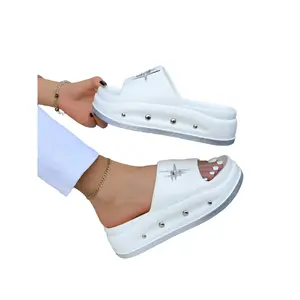 Women's Fashion Solid Color Slippers, Comfortable Rubber Platform Sandals for Beach & Outdoor Use, Casual Daily Wear Shoes