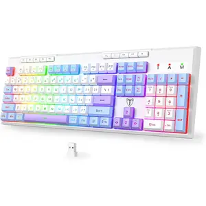 Gaming Keyboard, Tri-Mode BT5.0/2.4GHz/USB-C, RGB Light up Backlit Keyboards, Customizable Macro , 26 Anti-ghosting , 4000mAh , Creamy  Keyboards