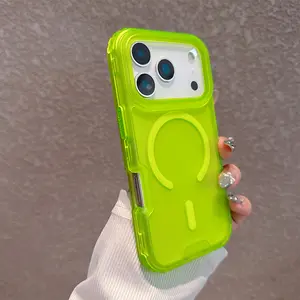 Fin Matte Candy Magnetic Wireless Charging Transparent Case For iPhone16 17 Air 17 Pro Max For Magsafe Shockproof 3 in 1 Armor Cover