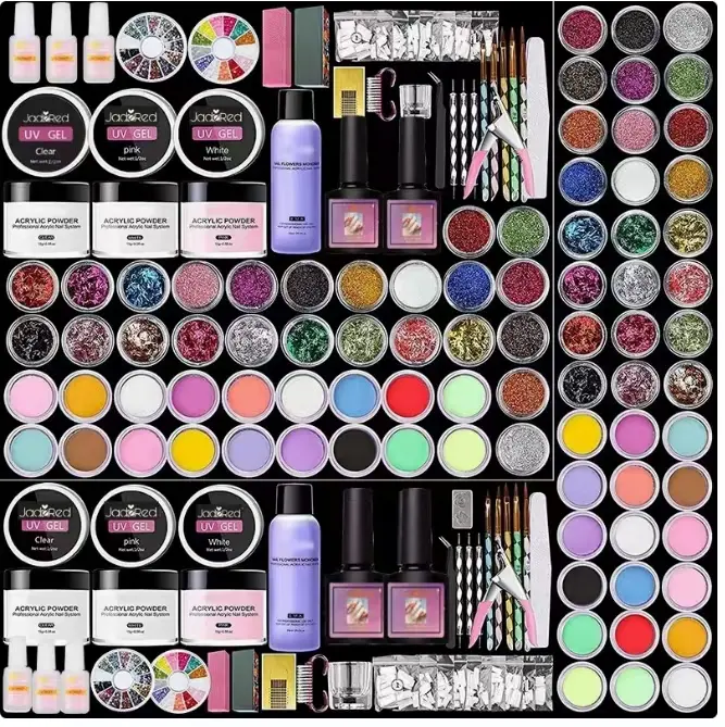 18-color nail kit with 22-color glitter and sequins, a nail kit suitable for beginners, a DIY nail kit