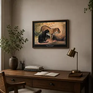 Vintage Leopard & Black Panther Art Print | Matte Poster |