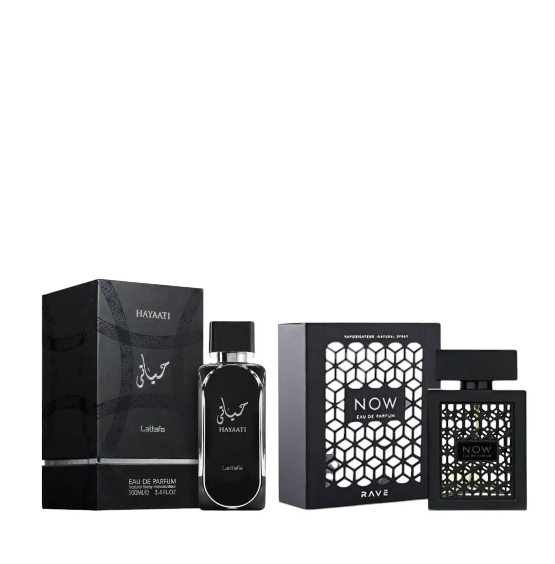 Lattafa Rave NOW + Hayaati Black EDP Bundle, 3.4oz Per Bottle, Unisex Fragrance with Musk-Vanilla Pineapple, Fruity-Cinnamon, Spicy, Warm, Sweet Notes