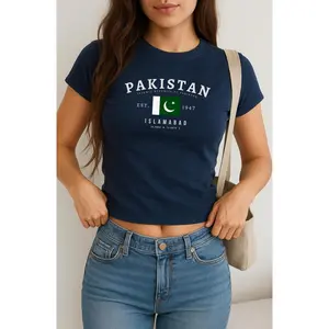 Pakistan Baby Tee,Y2K Baby Tee, Vintage Karachi Flag Shirt, South Asian Aesthetic Tee, Pakistani Pride for Women