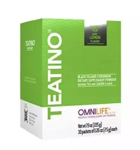 OML TEATINO Natural Tea & Lemon Flavor Box with 30 Sachets Black Tea & Chromium Dietary Supplement Powder 2.9 oz