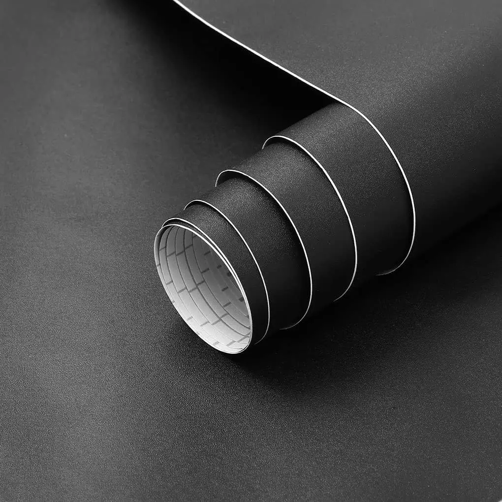 Peel and Stick Wallpaper Designs, Matte Black Contact Paper, Self-adhesive and Removable Wallpaper, Waterproof Contact Paper for Cabinets, Kitchen Counter, Countertops, Home, Interior, Wallpaper Roll, Bathroom Wallpaper Peel and Stick