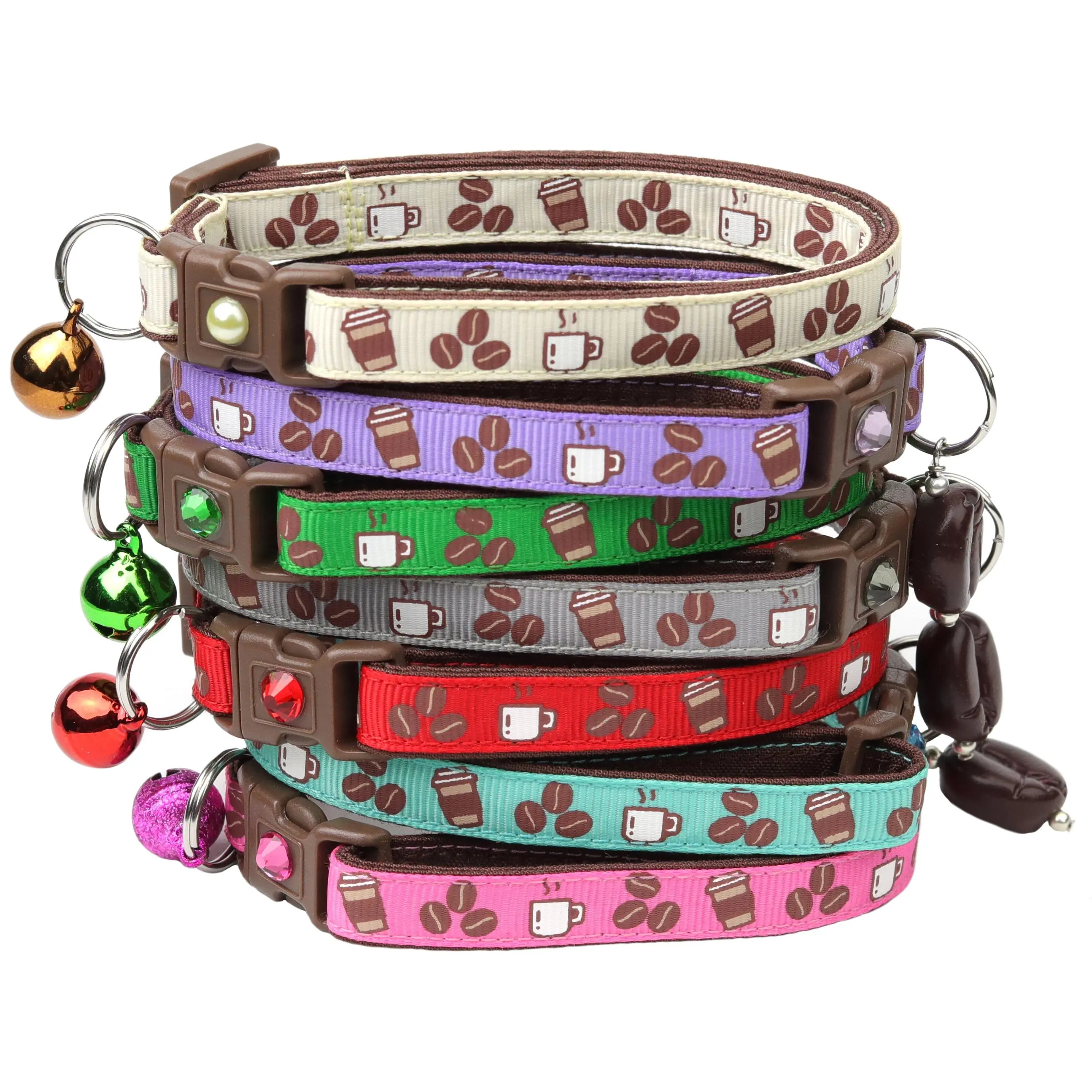 Coffee Beans Breakaway Cat Collar