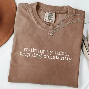 RTS WALKING BY FAITH TRIPPING CONSTANTLY SINGLE COLOR WHITE Screen Print transfers size ADULT 7X12  9-J