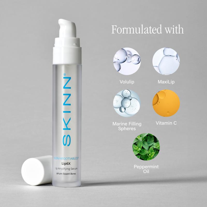 SKINN Cosmetics Lip6X Lip Amplifying Skincare Daily Smooth Comfort, Silky, Lightweight Serum, Restore Moisture w/ Hydrating Hyaluronic