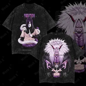 [Weeb X] Orochimaru “Ambition Serpent” Washed Oversized Tee Double Sided Naruto Shirt, Snake Sannin Aesthetic, Anime Grunge Streetwear, Cursed Power Vintage T-shirt