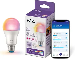 100W A19 LED Smart Light Bulbs Color - Connects to Your Wi-Fi - E26 Smart Bulb - Control with Voice or App + Activate with Motion - Matter Compatible