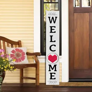 Welcome Sign for Front Porch, 1 Set Wooden Welcome Sign with Interchangeable Welcome Sign Designed Icons, Rustic Modern Porch Decor for Christmas Thanksgiving