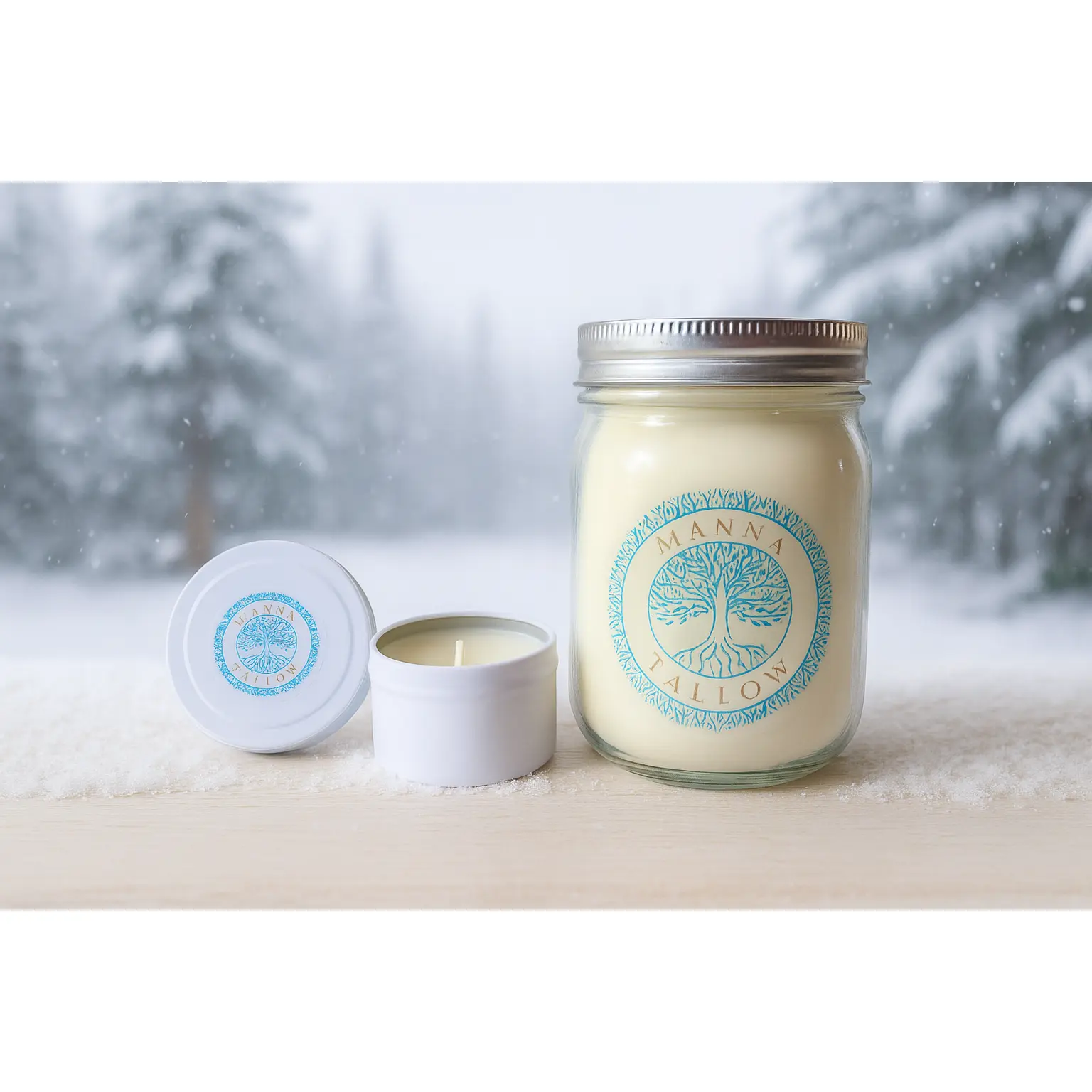 Manna Tallow Candle Hand-Crafted & Poured Artisan Candle – Pure Snow