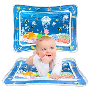 Jellyfish-Shaped Water Pad Abdominal Time Play Mat, Inflatable Premium Water Game Mat, Interactive Toy for Kids Adults, Tummy Time Mat