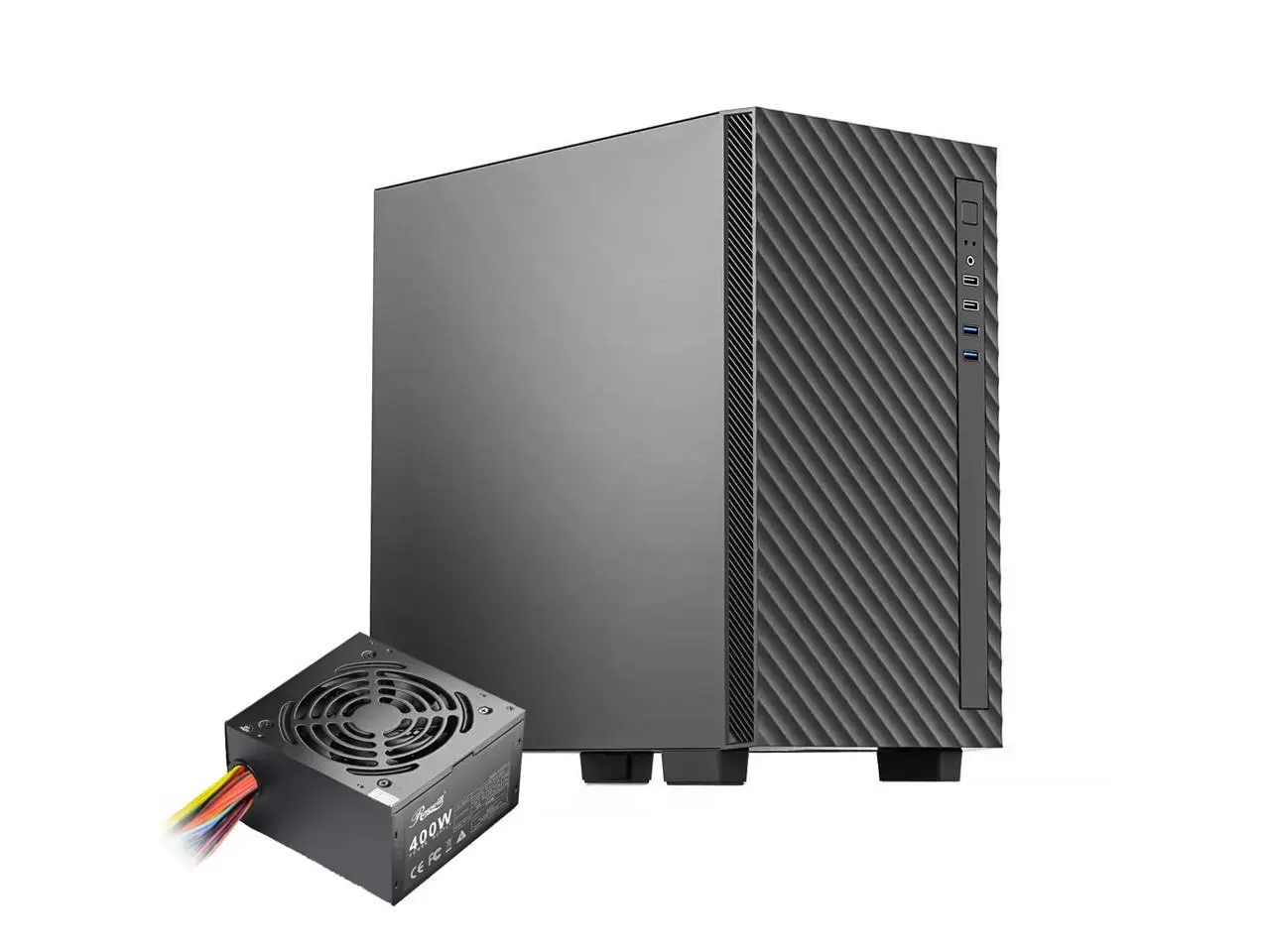 Rosewill Micro ATX Mini Tower Desktop PC Computer Case | Pre-Installed 400W Power Supply | 1 x 120mm PWM Fan | 240mm & 280mm AIO Support | 2 x USB 2.0 | 2 x USB 3.0 - FBM-X5