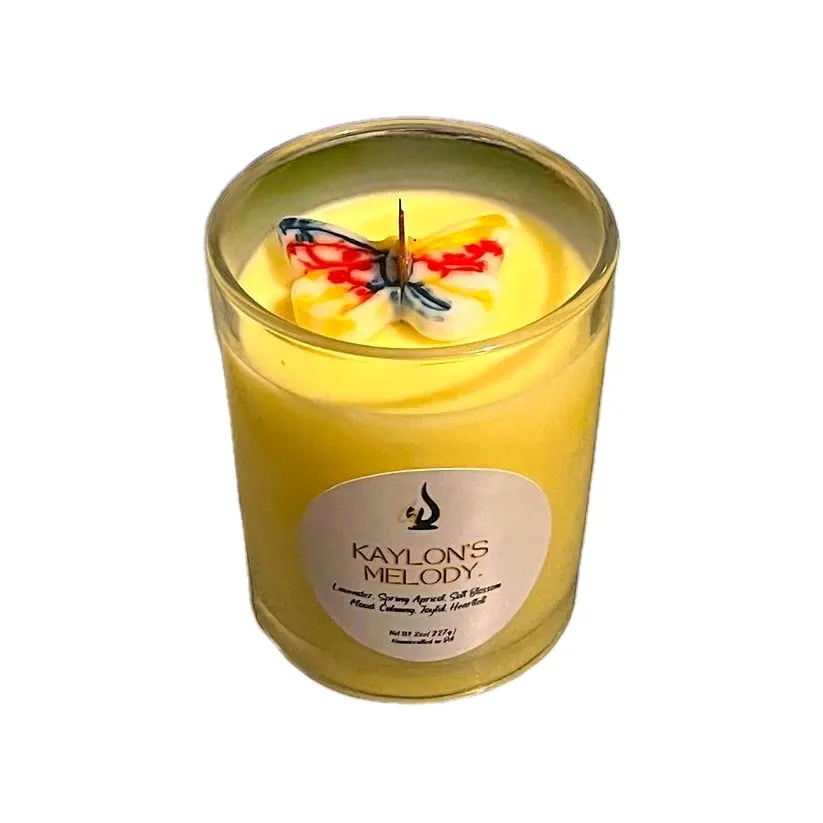 Genesis Flame Candle Illuminate Diversity Series Kaylon's Melody 8oz Soy Wax Candle with Lavender & Spring Apricot for Neurodiversity Autism Awareness