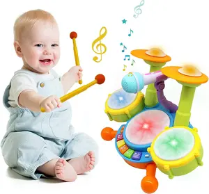 Piano Keyboard Drum Set for Toddlers, Baby Kids Musical Instruments, Toys for Boy Birthday Gifts, Electric Drum Kit for Babies Boy Girl