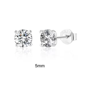 4mm-8mm 925 Sterling Silver Stud Earrings Set for Women Hypoallergenic Flat Back Everyday Fine Jewelry