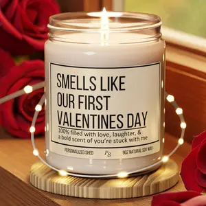 Smells Like Our First Valentines Day Candle, Valentines Gift for Him, Vday Gifts, Valentine Gift for Boyfriend, Scented Candle