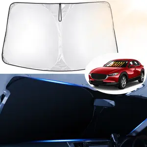Canvcle Custom Fit Windshield Sun Shade for Mazda CX-30 2019-2026 240T Reflective Fabric Foldable Sun Visor Protector Blocks 99% UV Rays Keeps Car Cooler Automotive Vehicle
