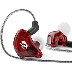Bsinger PRO in-Ear Monitors Hybrid Dynamic Dual Drivers Two Detachable MMCX Cables Musicians in-Ear Earbuds Headphones (Red)