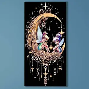 5D DIY Full Drill Round Diamond Painting - Diamond Art Kit Fairy, Moon, Stars. Mosaic, Canvas - DIY Home Decor, Wall Decoration, Suitable for Halloween and Christmas, Birthday and Anniversary Gifts.