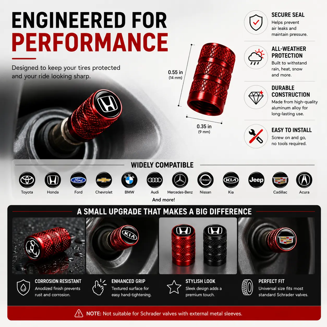 5Pcs Premium Universal Tire Valve Stem Caps with Logo, Leakproof Corrosion Resistant Wheel Air Valve Dust Covers, Easy Install Waterproof Dustproof Tire Valve Protectors Fit for Most Car Truck SUV Sedan Pickup Auto Exterior Accessories 5Pcs Premium Universal Tire Valve Stem Caps with Logo, Leakproof Corrosion Resistant Wheel Air Valve Dust Covers, Easy Install Waterproof Dustproof Tire Valve Protectors Fit for Most Car Truck SUV Sedan Pickup Auto Exterior Accessories
