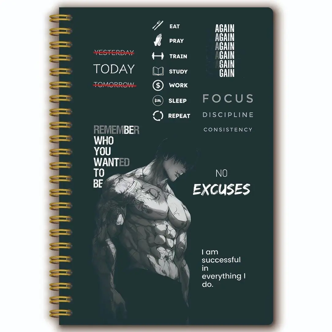 Fitness Plan Dedicated Coil Notebook, Planner, Ideal for Workout Scheduling, Goals, Progress, Durable Design, Perfect for Gym Enthusiasts, Essential Fitness Tool