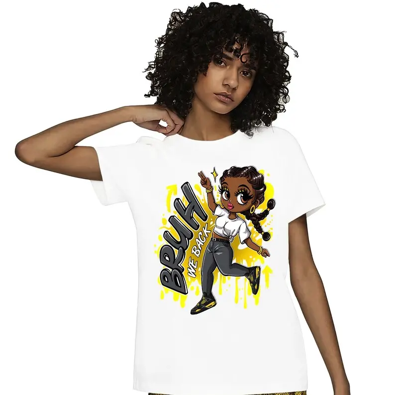 Jordan 4 Thunder Unisex T-Shirt, Bruh We Back Girl, Shirt To Match Sneaker, Back To School Shirt