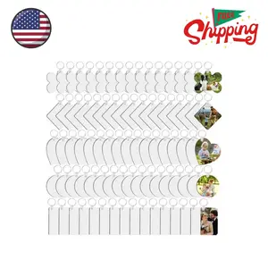 135Pcs Sublimation Keychain Blanks Bulk,MDF Keychain Double Sided Heat Transfer Keychain Board