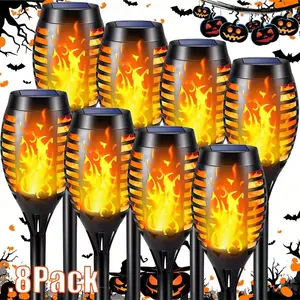 12PC Waterproof Solar Flame LED Light Flickering Garden Decor Landscape Lawn Path Lighting Torch Outdoor Spotlight for Garden Pathway