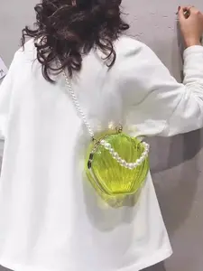 New Acrylic Pearl Evening Bag for Women, Transparent Candy Color Shell Crossbody Bag, Korean Style Chain Handbag, Perfect Gift