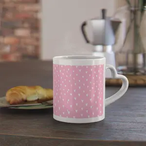 Heart-Shaped Mug with White and Pink Hearts
