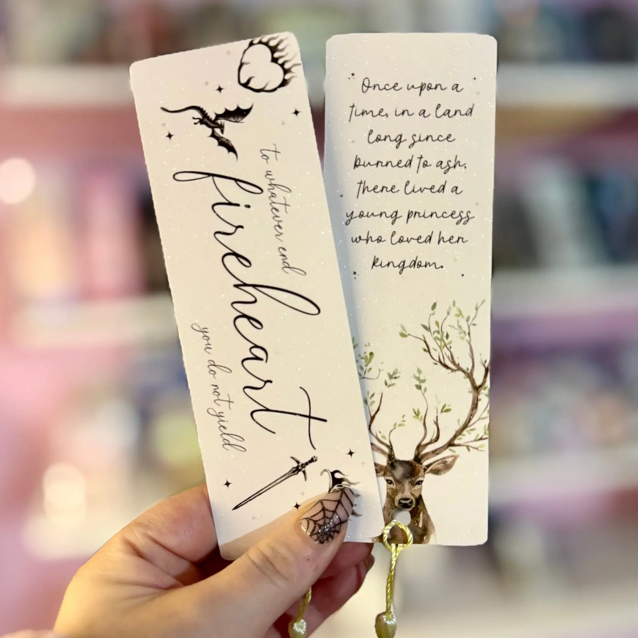 Fireheart Dual-Sided Sparkle Cardstock Bookmark (pre-tasseled on bottom) fantasy bookmark Fireheart Dual-Sided Sparkle Cardstock Bookmark (pre-tasseled on bottom) fantasy bookmark