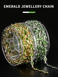 Emerald Jewelry Chain Available in Two Color Options, Elegant Design for Fashion Accessory Enthusiasts, Perfect Gift for Any Occasion