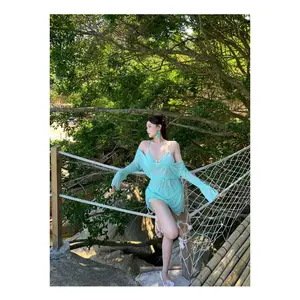 2026 plus size curvy vacation bikini sexy three-piece swimsuit set - women's separates with long sleeve cover-up - pure & sultry style, slimming fit