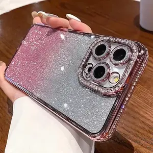 for iPhone 17/16/15/14 plus /13/12 pro case,diamond shiny electroplated Phone Cases with a DIY Glitter Cardstock, high lens protection, non-slip and anti-fall  Cellphone Protector, TPU material, Shockproof Protective Case for iPhone 17 Pro Max