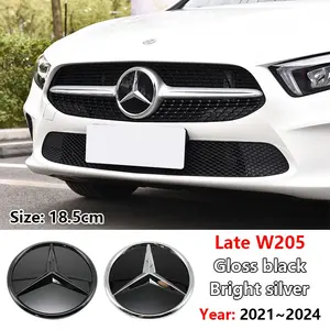 Mercedes-Benz 3D Semi-Mirror Large Front Emblem Steering Wheel Center Console Decorative Sticker Hood and Trunk Badge Suitable for Mercedes-Benz A-Class B-Class C-Class E-Class S-Class W204 W205 W212 W213 W221 W177 W246 GLA GLC
